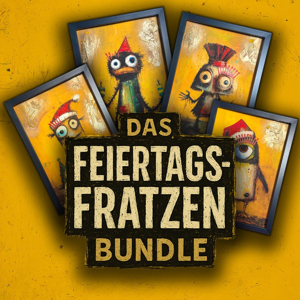 Feiertags Fratzen Bundle - Alle 4 Prints zum Sonderpreis + Gratis Rahmen