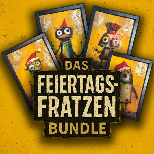 Feiertags Fratzen Bundle - Alle 4 Prints zum Sonderpreis + Gratis Rahmen